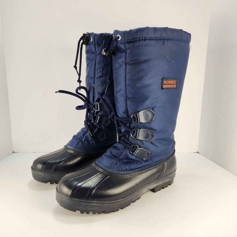 Sorel Women's Size 10 Vintage Winter Snow Boots Navy Blue Lace Up Waterproof